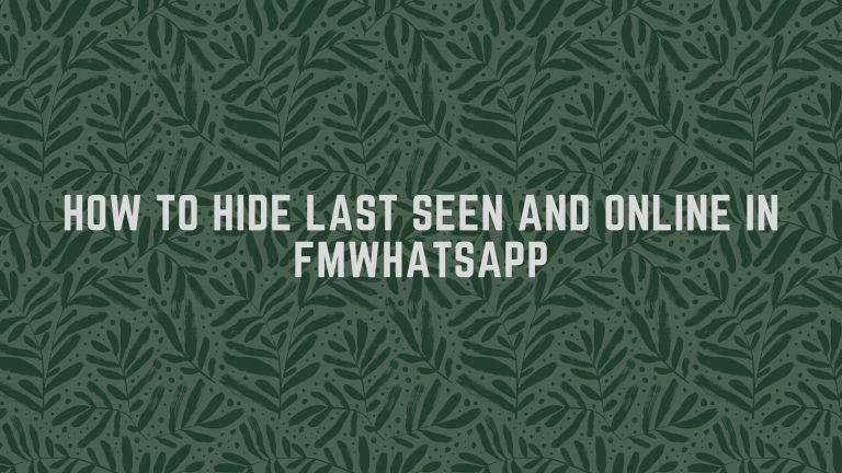 How To Hide Last Seen and Online in FMWhatsApp